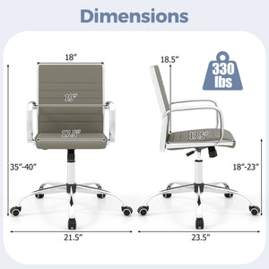 Office Chair Height Adjustable Conference Room Chair with Rocking Backrest Armrests-Grey view 4