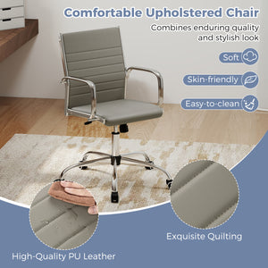 Office Chair Height Adjustable Conference Room Chair with Rocking Backrest Armrests-Grey view 7