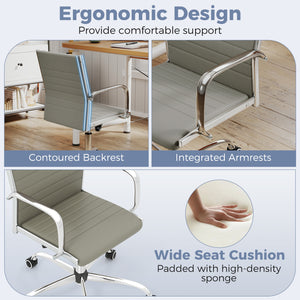 Office Chair Height Adjustable Conference Room Chair with Rocking Backrest Armrests-Grey view 8