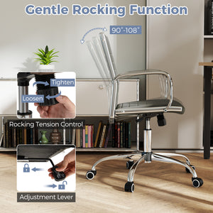 Office Chair Height Adjustable Conference Room Chair with Rocking Backrest Armrests-Grey view 9