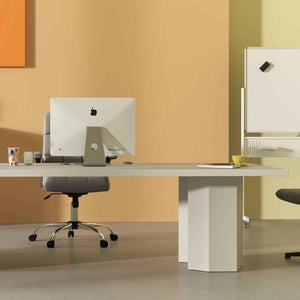 Office Furniture Set: 48 Inches x 36 Inches Mobile Whiteboard+Criss Cross Legged Chair+Linen Upholstered Executive Chair view 2
