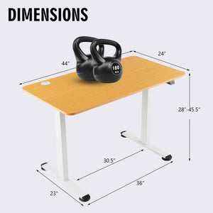 Office Set with 5-Tier Bamboo Ladder Shelf and Electric Standing Computer Desk view 5
