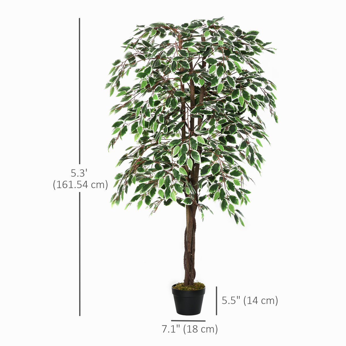 5.3ft Artificial Tree, Indoor Fake Ficus with Pot, for Home Office Living Room Decor