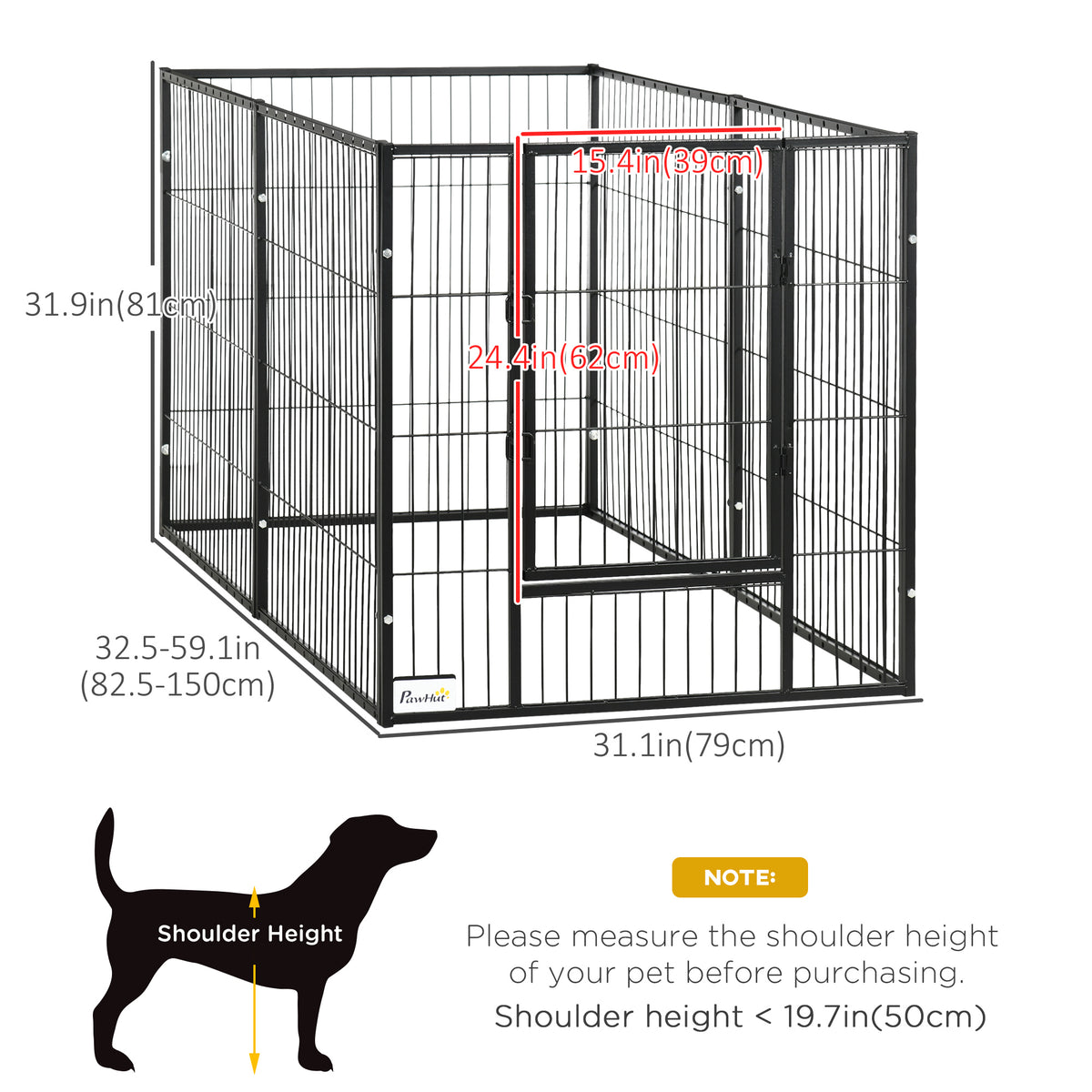 6 Panel 32.5" - 59" x 32" Dog Playpen, Heavy Duty Pet Playpen for Indoor Outdoor, Small and Medium Dogs