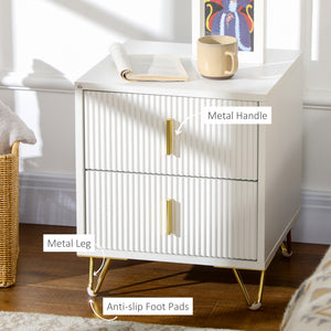 Bedside Table, Modern Nightstand with 2 Drawers, Side End Table with Metal Legs for Living Room, Bedroom – view 5