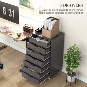 7-drawer Vertical File Cabinet for Home Office, Storage Cabinet with Wheels, 18.7"x15.6"x35.4", Black – view 11