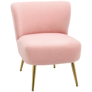 Lounge Chair for Bedroom Living Room Chair with Soft Upholstery and Gold Legs Pink