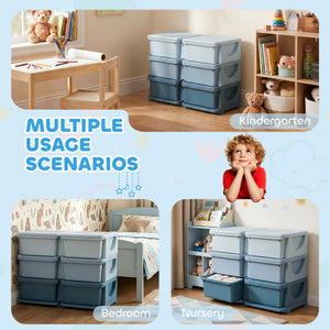 Qaba 3 Tier Kids Toy Organizer and Storage Bins with 6 Plastic Drawers