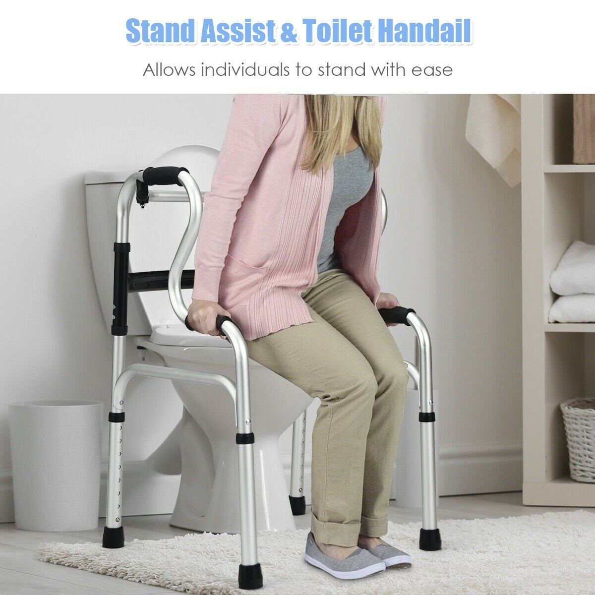 One-Button Folding Aluminum Walking Frame Walker view 2