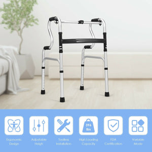 One-Button Folding Aluminum Walking Frame Walker view 3