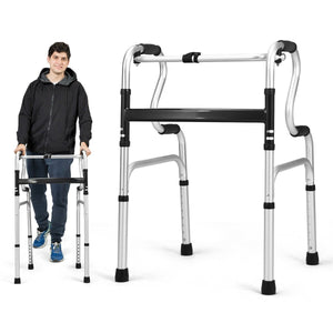 One-Button Folding Aluminum Walking Frame Walker view 4