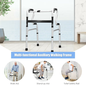 One-Button Folding Aluminum Walking Frame Walker view 6