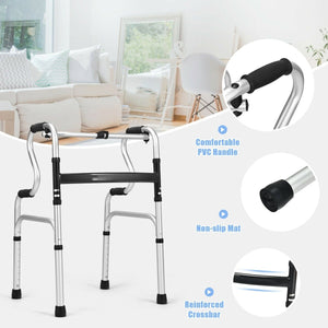 One-Button Folding Aluminum Walking Frame Walker view 7