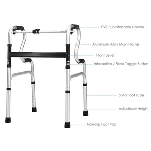 One-Button Folding Aluminum Walking Frame Walker view 8