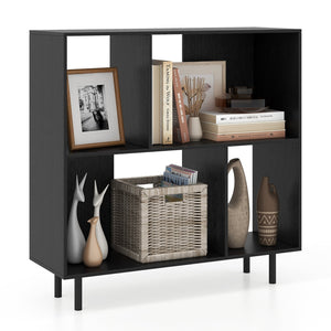 Open Shelf Bookcase with 4 Compartments-Black view 4