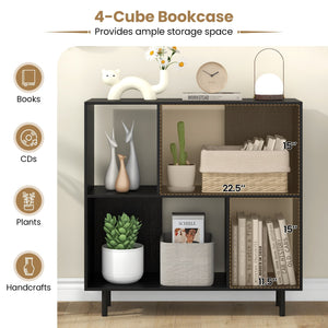 Open Shelf Bookcase with 4 Compartments-Black view 6