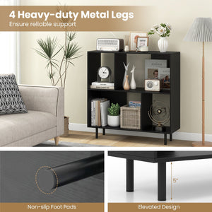 Open Shelf Bookcase with 4 Compartments-Black view 7
