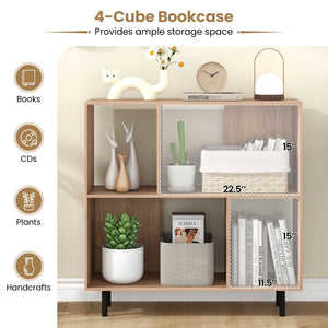 Open Shelf Bookcase with 4 Compartments-Natural view 6