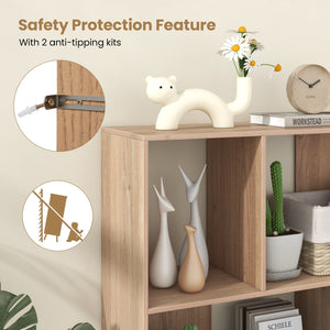 Open Shelf Bookcase with 4 Compartments-Natural view 8