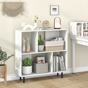 Open Shelf Bookcase with 4 Compartments-White view 2