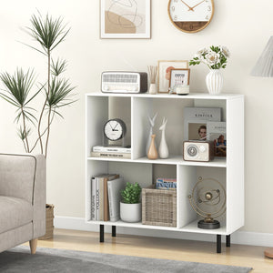 Open Shelf Bookcase with 4 Compartments-White view 3
