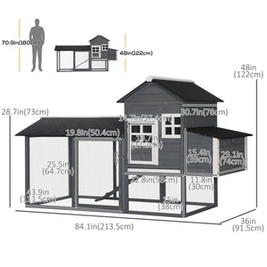 82" Chicken Coop Wooden Hen House Rabbit Hutch Poultry Cage Pen Outdoor Backyard with Nesting Box and Run – view 3