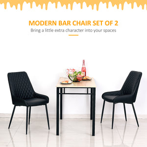 Upholstered Kitchen Chairs, Modern Dining Chairs Set of 2 with Diamond Tufting and Steel Legs for Dining – view 11