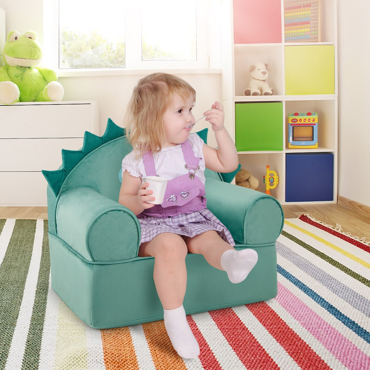Original Kids Sofa with Armrest and Thick Cushion-Green view 2