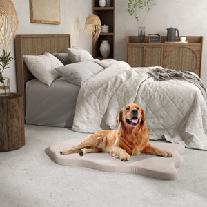 Orthopedic Dog Bed with Memory Foam Support for Large Dogs-Beige view 3