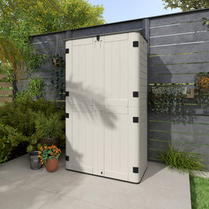 185 Gallon Outdoor Storage Cabinet with Openable Top and Lockable Doors for Lawnmower, Trash Can, Patio Accessories