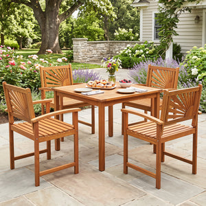 Outdoor Acacia Wood Dining Chairs-3 Pieces view 5