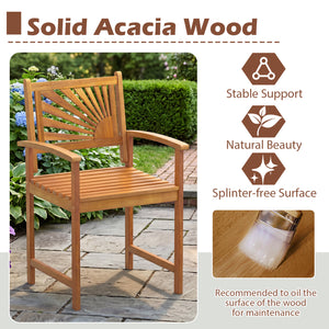 Outdoor Acacia Wood Dining Chairs-3 Pieces view 6