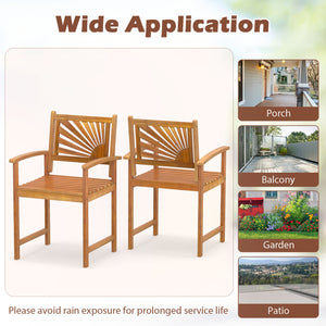 Outdoor Acacia Wood Dining Chairs-3 Pieces view 7