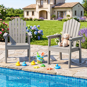 Outdoor Adirondack Chair with High Backrest and Wide Armrests for Deck Poolside-Silver view 5
