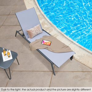 Outdoor Adjustable Chaise Lounge Chair with Lay Flat Position and Quick-Drying Fabric view 7
