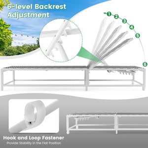 Outdoor Adjustable Patio Chaise Lounge Chair with Wheels and Sturdy Metal Frame view 9