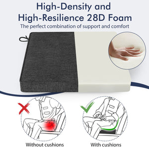 Outdoor Chair Cushion Set of 2 Waterproof Fade-Resistant Olefin Seat Cushions-Gray view 7