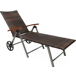 Outdoor Chaise Lounge Chair Rattan Lounger Recliner Chair view 5