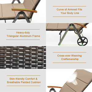 Outdoor Chaise Lounge Chair Rattan Lounger Recliner Chair view 8