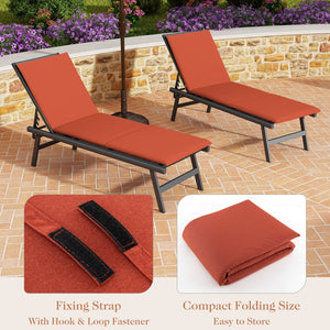 Outdoor Chaise Lounge Cushion Patio Furniture Folding Pad with Fixing Straps-Orange view 5