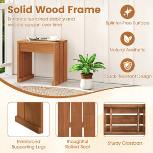 Outdoor Garden Bench Single Person Patio Backless Bench with Solid Wooden Frame view 8