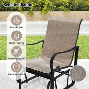 Outdoor Glider Chairs Set of 2 with High Backrest Breathable Mesh Fabric and Metal Frame-Black and Brown view 8