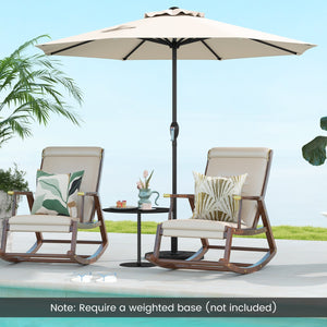 Outdoor Heavy Duty Market Umbrella with Crank Handle and 8 Sturdy Ribs-Beige view 3