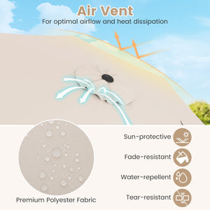 Outdoor Heavy Duty Market Umbrella with Crank Handle and 8 Sturdy Ribs-Beige view 7