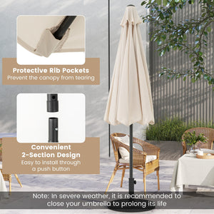 Outdoor Heavy Duty Market Umbrella with Crank Handle and 8 Sturdy Ribs-Beige view 9