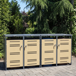 Outdoor Metal Garbage Bin Storage Shed for 2 Trash Cans-Yellow view 6