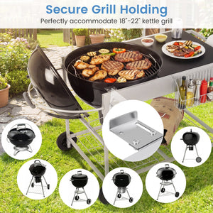 Outdoor Movable Grill Table for 18/22 Inch Weber Original Kettle for Camping-Black view 7