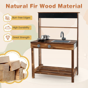 Outdoor Mud Kitchen for Kids with Rotatable Faucet and Removable Sink-Natural view 8