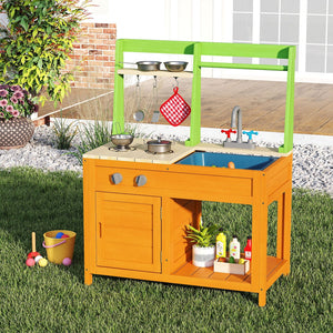 Outdoor Mud Kitchen Playset for Girls and Boys 3+ Years Old-Orange view 3