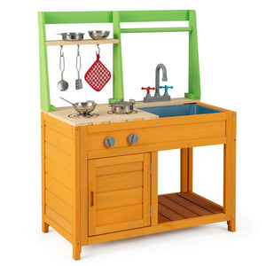 Outdoor Mud Kitchen Playset for Girls and Boys 3+ Years Old-Orange view 4